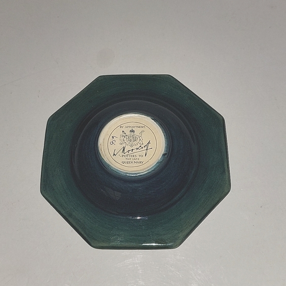 VINTAGE MOORCROFT POTTERY GREEN OCTAGONAL FREESIA ASHTRAY ~POTTERS TO QUEEN MARY - Picture 5 of 7